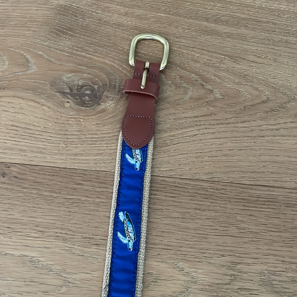 36 Men’s and Brown Belt with Gold Buckle with Turtle Pattern